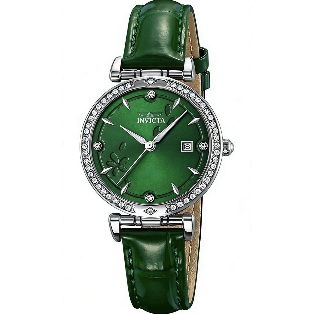 Invicta Celestial Lady 33.2mm Silver Tone Case Green Metal Dial Green Band 70308